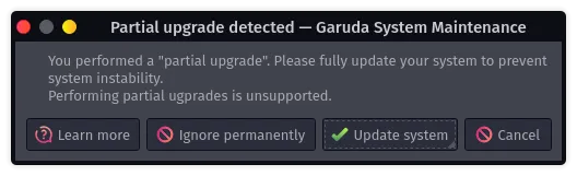 …bring up a notification which links to this article and offers a full system update