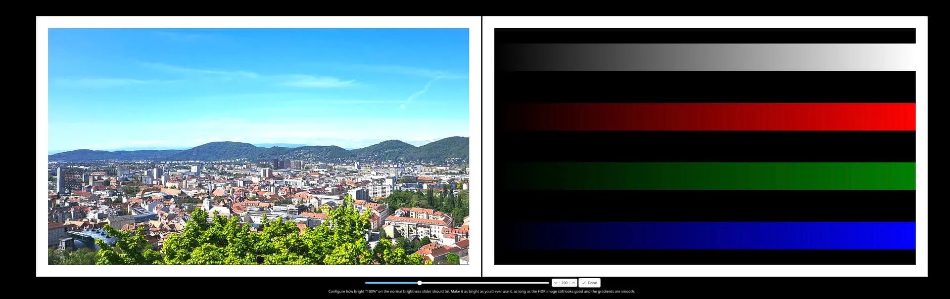 SDR brightness calibration with photo and gradients