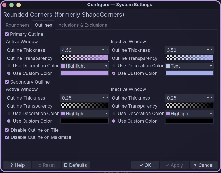 Mokka Rounded Corners outline settings