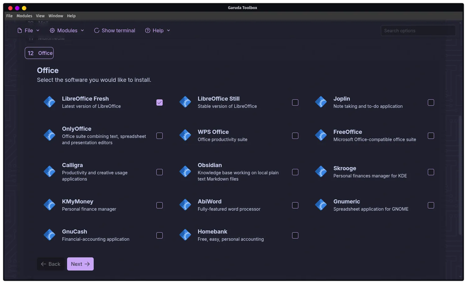 Installing Software with Garuda Toolbox Setup Assistant