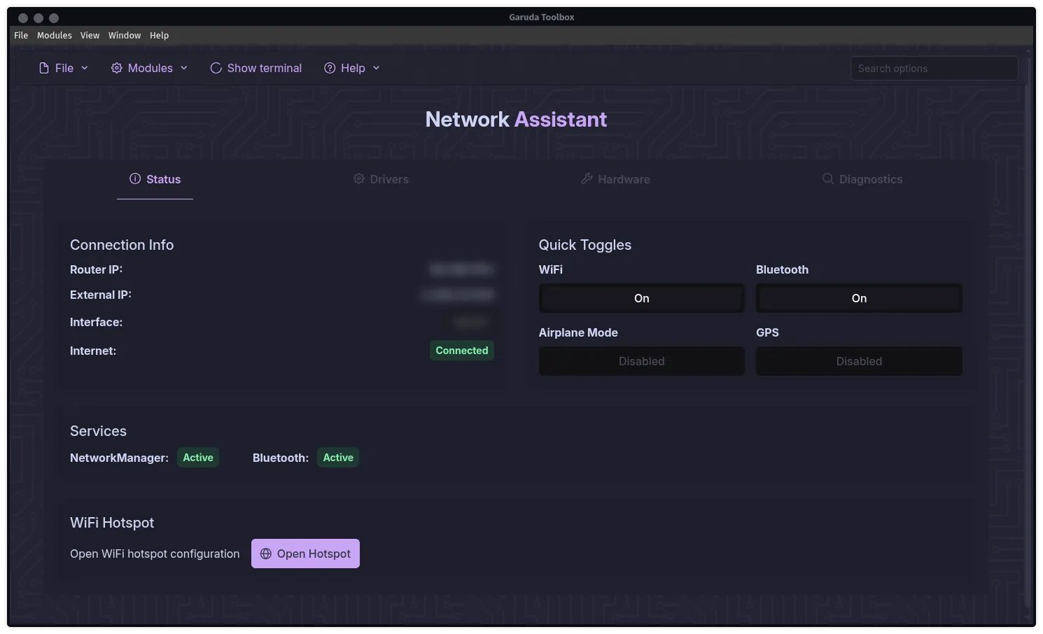 Garuda Toolbox: network tools