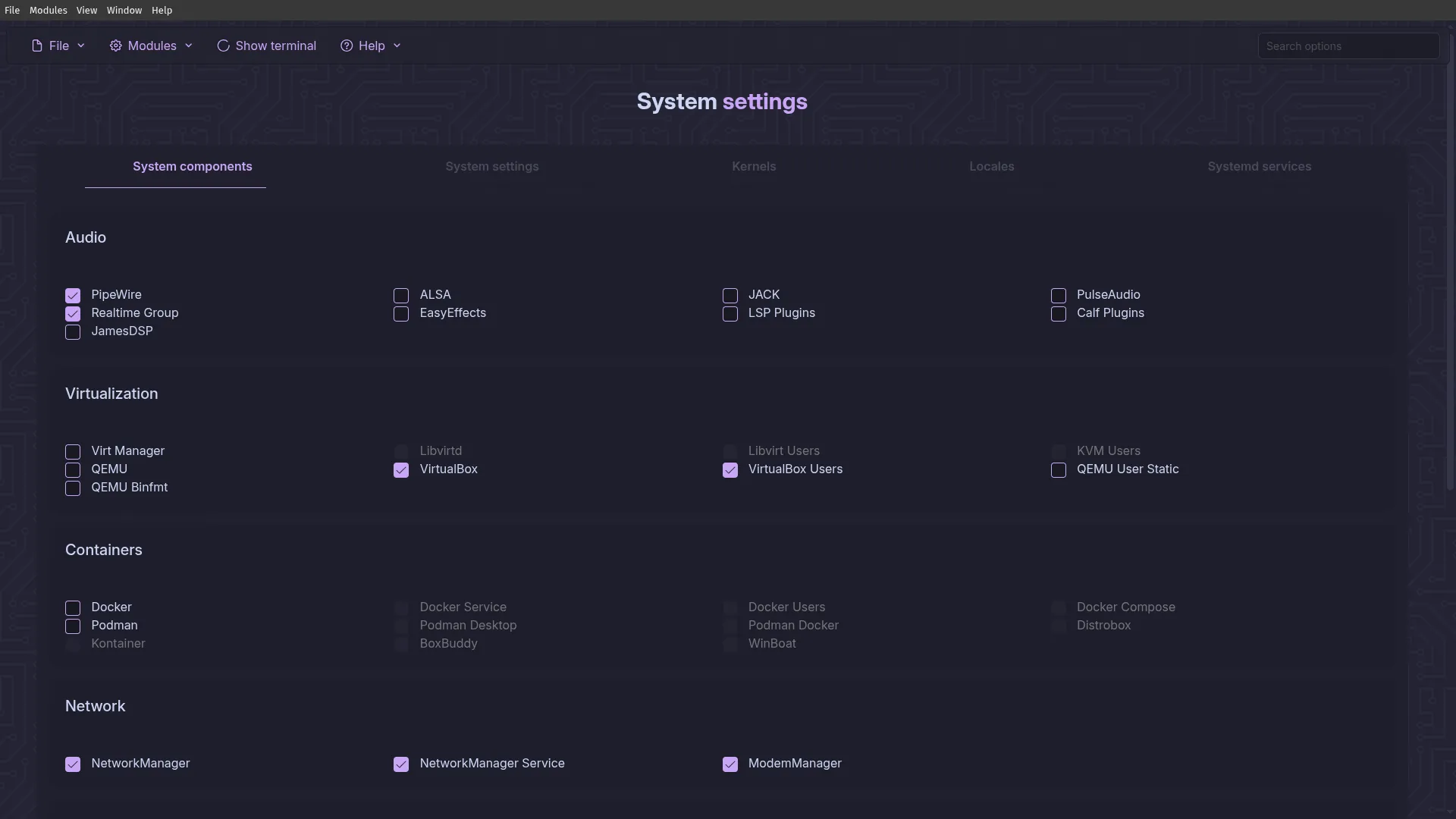 Garuda Toolbox: system components